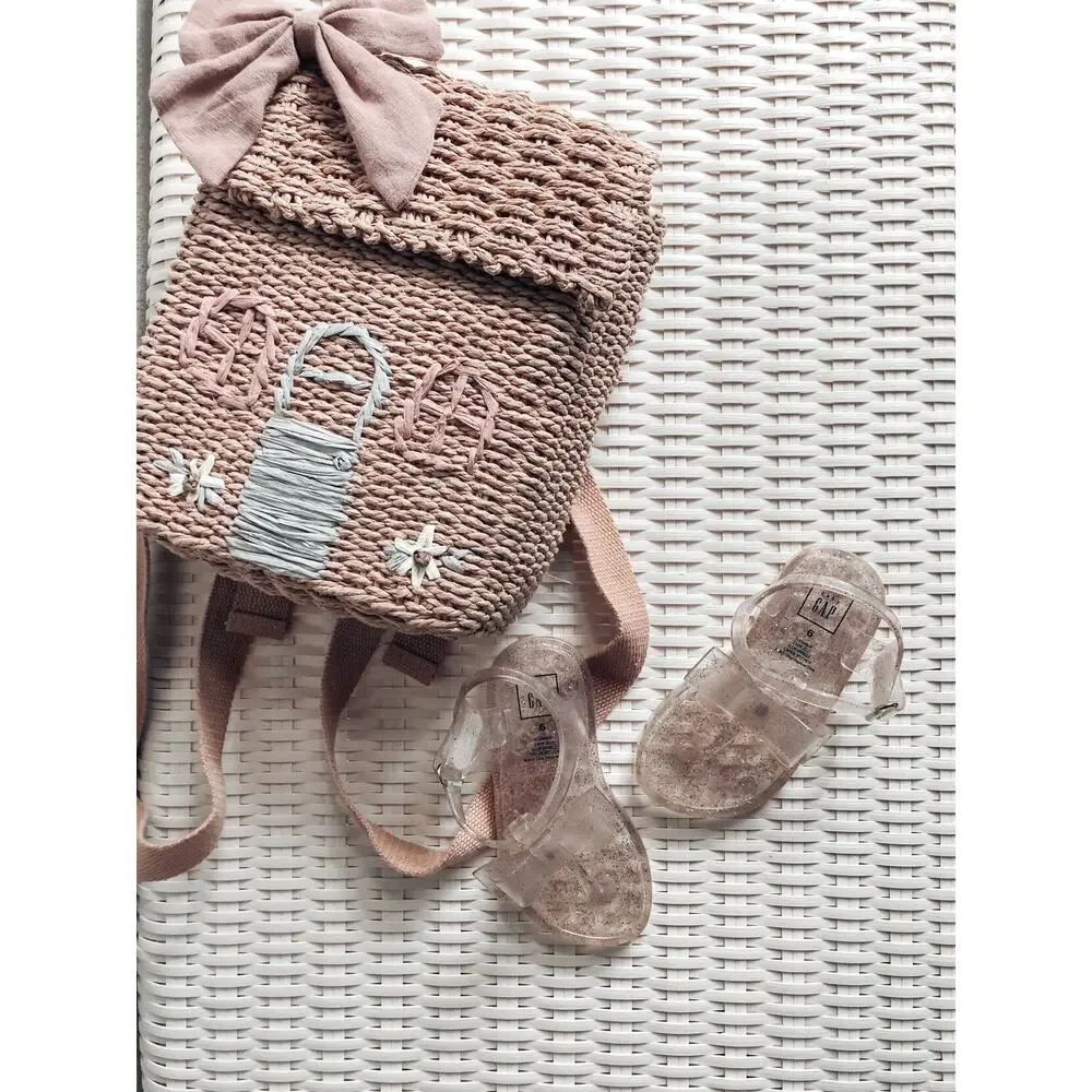 EUC Baby Gap Shimmery Clear Jelly Bow Front Sandals